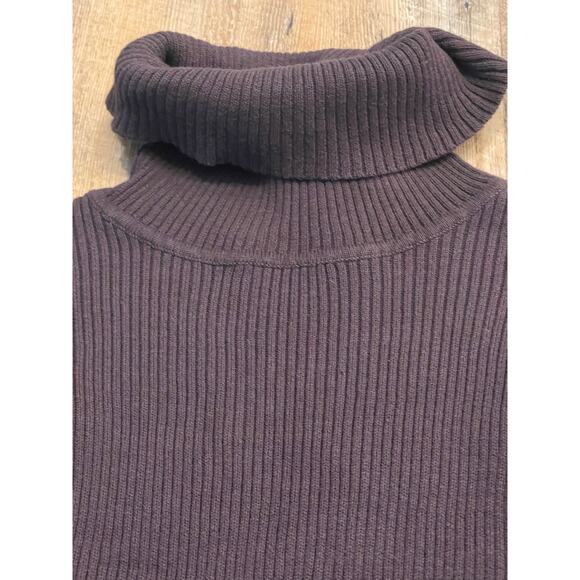 United States Sweaters Med chocolate brown ribbed turtle neck 100% Cotton - Picture 4 of 8